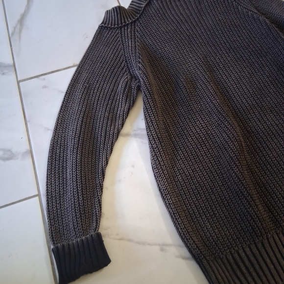 Free People Turtleneck Cold Shoulder Sweater - Grey Black Sz M - Picture 5 of 13